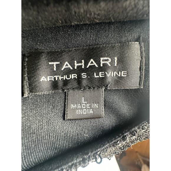 Tahari L Sequin Blouse Sheer Long Sleeves Square Neck Top Pullover Fancy Black - Picture 4 of 7